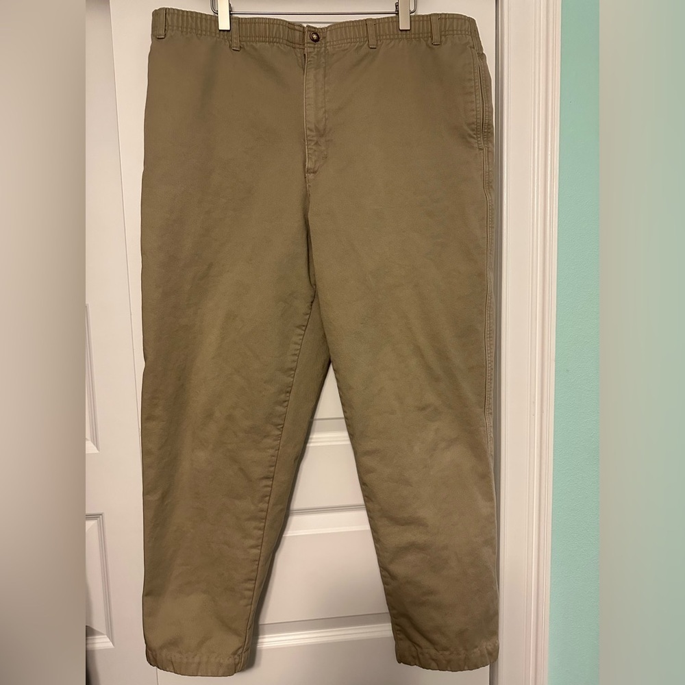 Vintage LL Bean Flannel Lined Chino Pants Mens Large 30” Inseam Khaki 90s Preppy